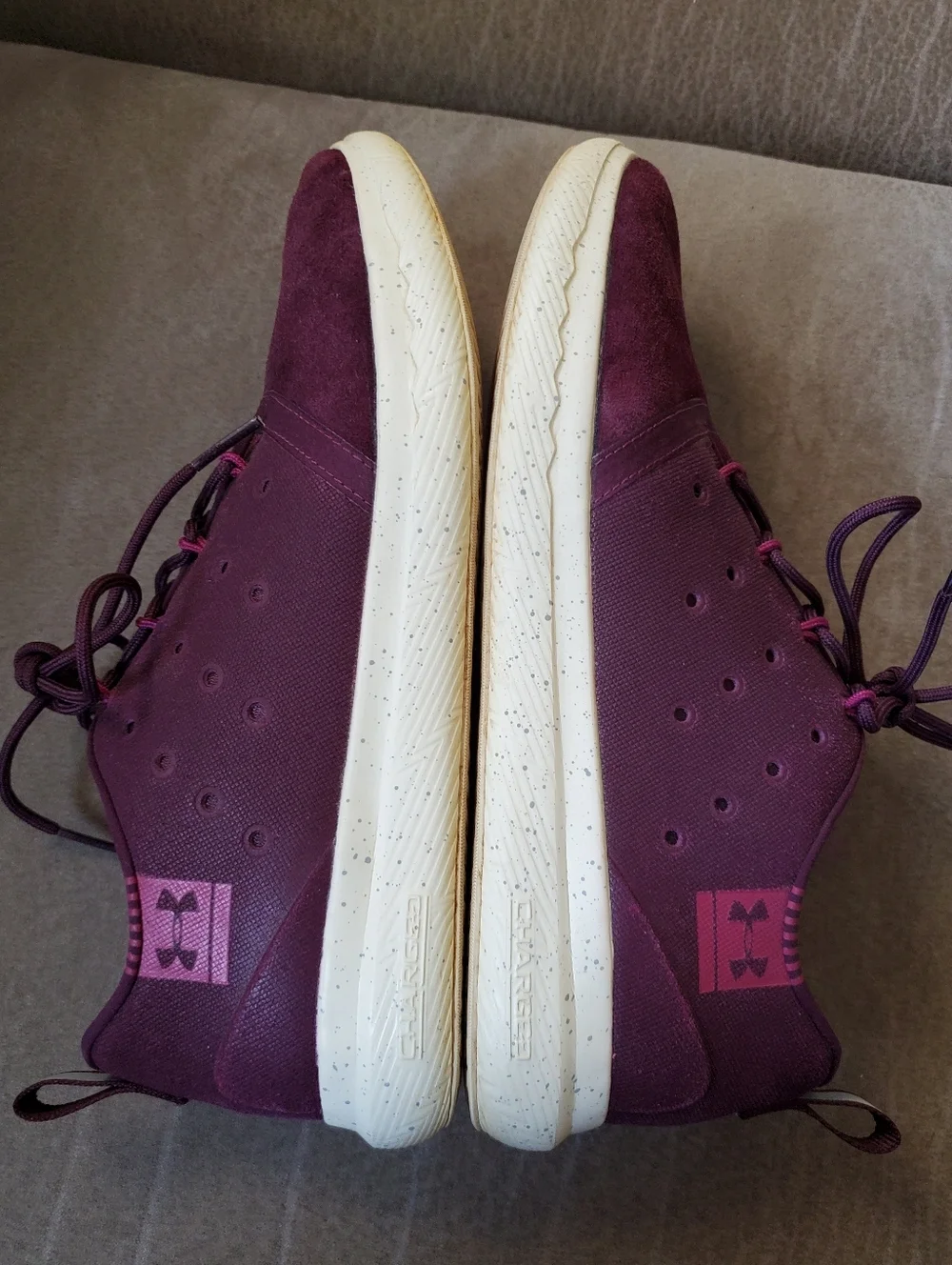 Under Armour Charged 24/7 Low Suede in  burgundy Womens Size 9
